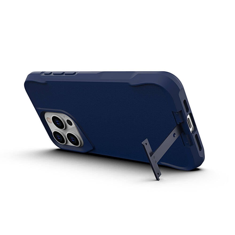 Apple iPhone 15 Pro Kılıf Zore Airbag Kenarlı T-Max Mat Standlı Kapak Lacivert