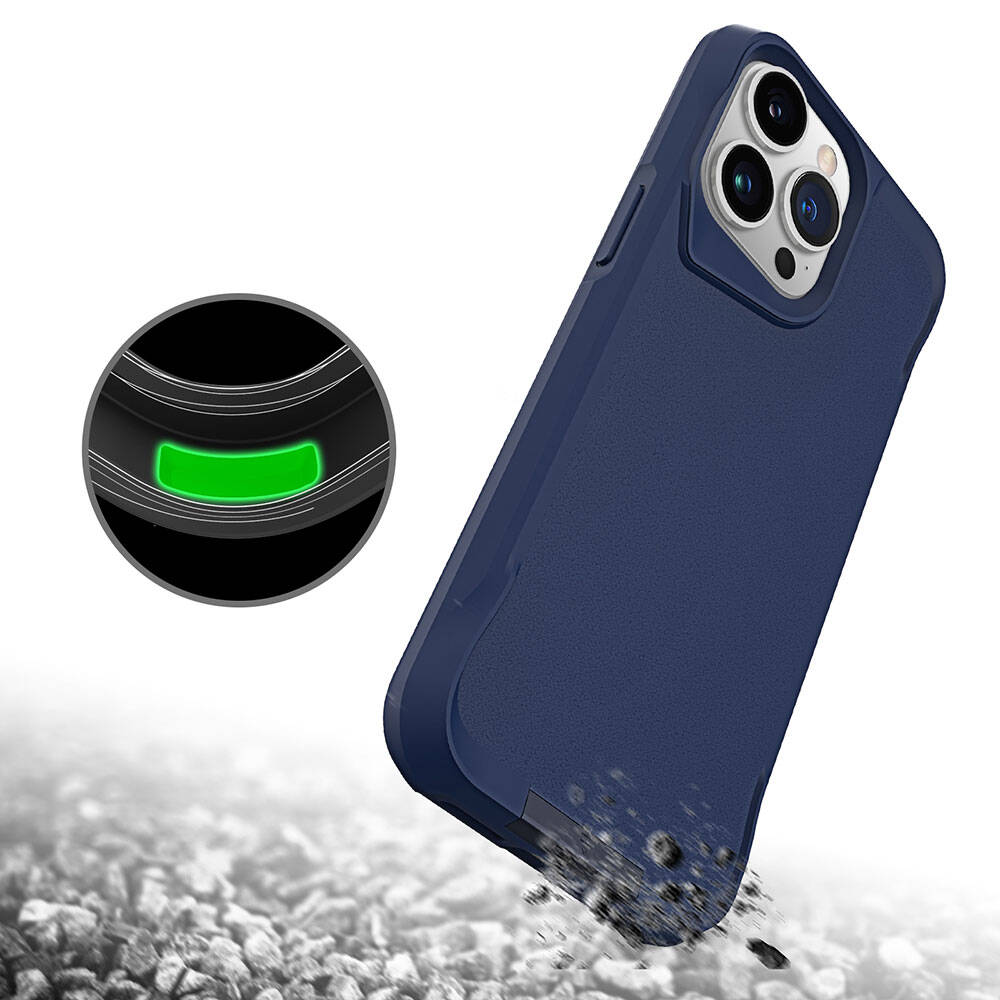 Apple iPhone 15 Pro Kılıf Zore Airbag Kenarlı T-Max Mat Standlı Kapak Lacivert