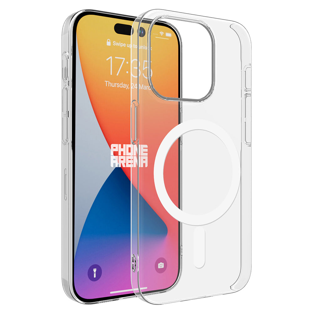 Apple iPhone 15 Pro Kılıf Zore M-safe Şarj Özellikli Şeffaf Tek Kamera Çerçeveli Porto Kapak Renksiz