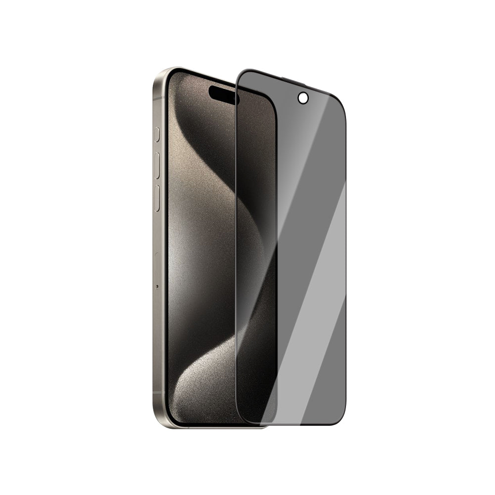 Apple iPhone 15 Pro Max CaseWorld Armor Serisi Eyesafe Teknolojili 0.15mm 3D Privacy Temperli Cam Ekran Koruyucu + Uygulama Aparatlı Siyah