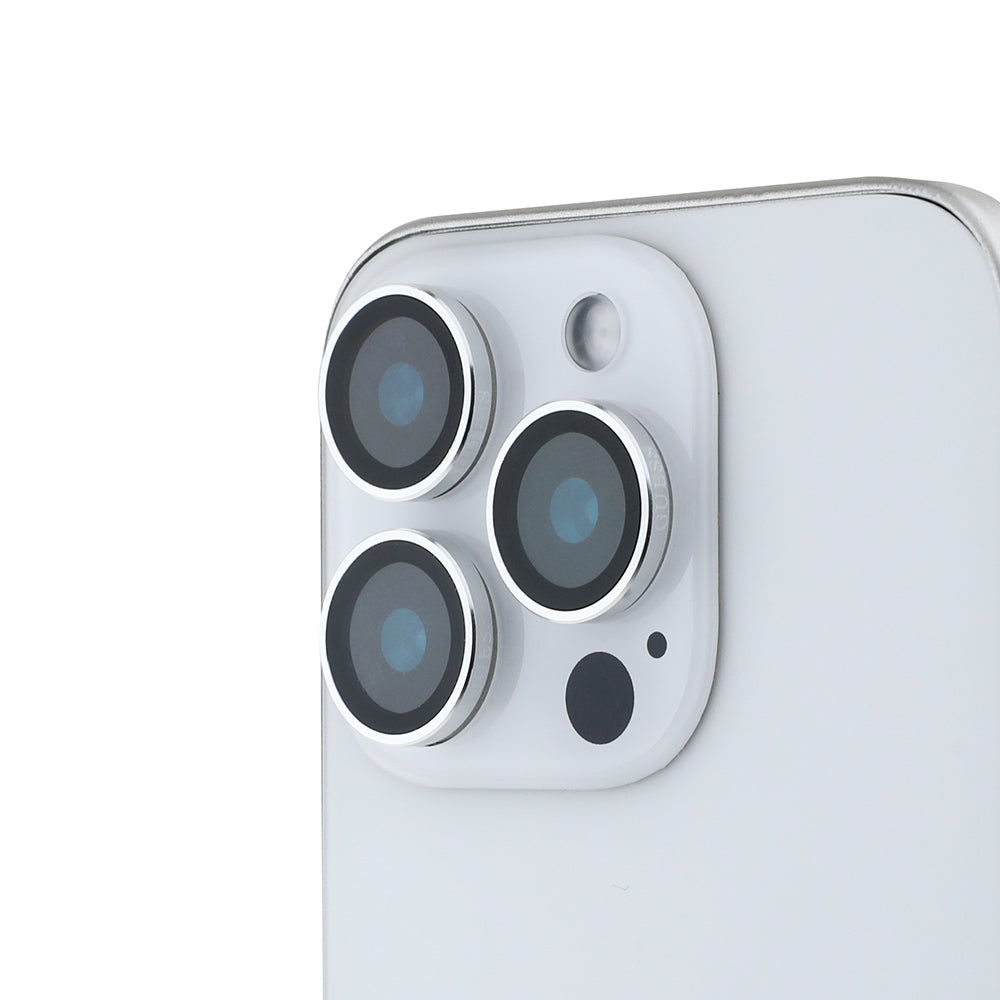 Apple iPhone 15 Pro Max Guess Orjinal Lisanslı Metal Kamera Lens Koruyucu Gümüş