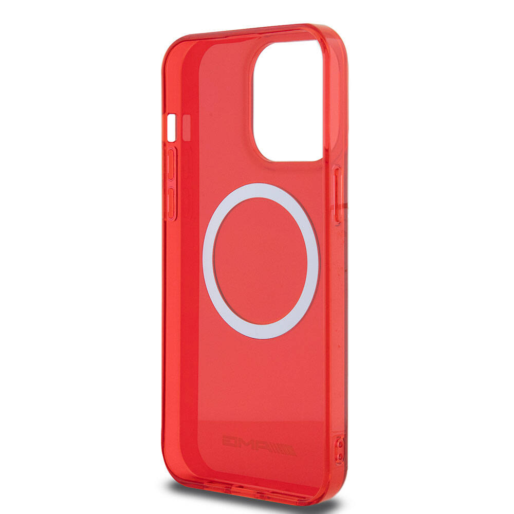 Apple iPhone 15 Pro Max Kılıf AMG Orjinal Lisanslı Magsafe Şarj Özellikli Transparan Kapak Kırmızı