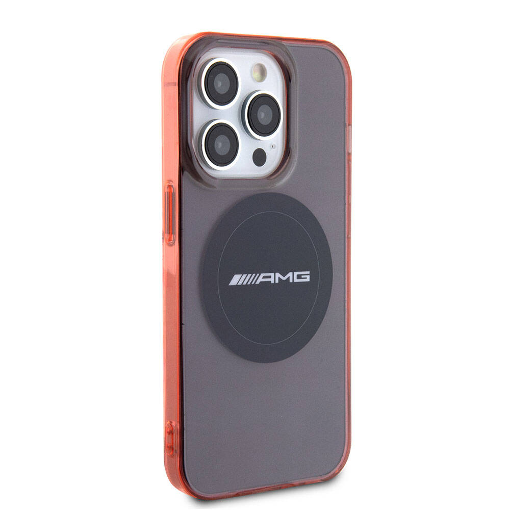 Apple iPhone 15 Pro Max Kılıf AMG Orjinal Lisanslı Magsafe Şarj Özellikli Transparan Timeless Kapak Kırmızı