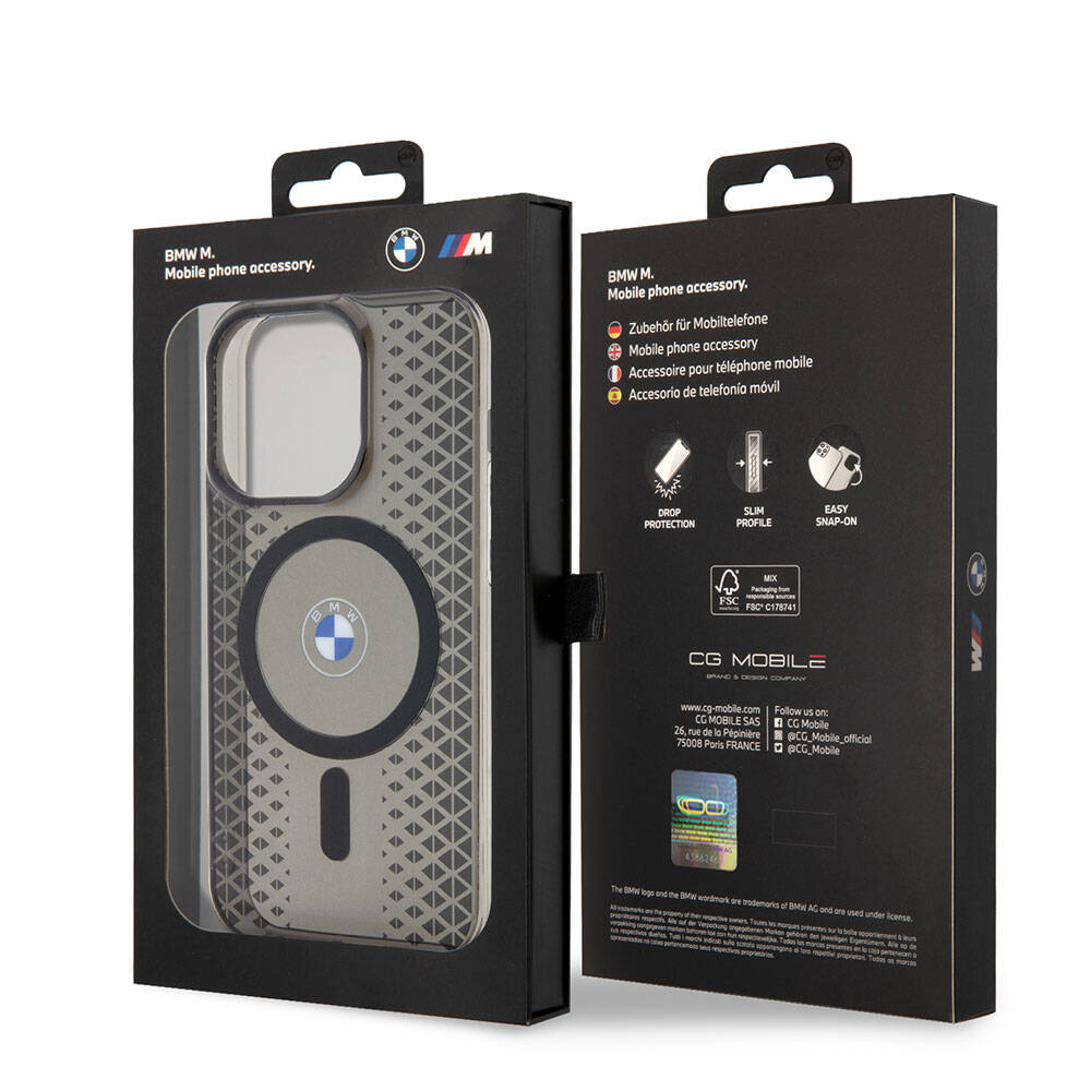 Apple iPhone 15 Pro Max Kılıf BMW Magsafe Şarj Özellikli Transparan IML Signature Orjinal Lisanslı Kapak Siyah