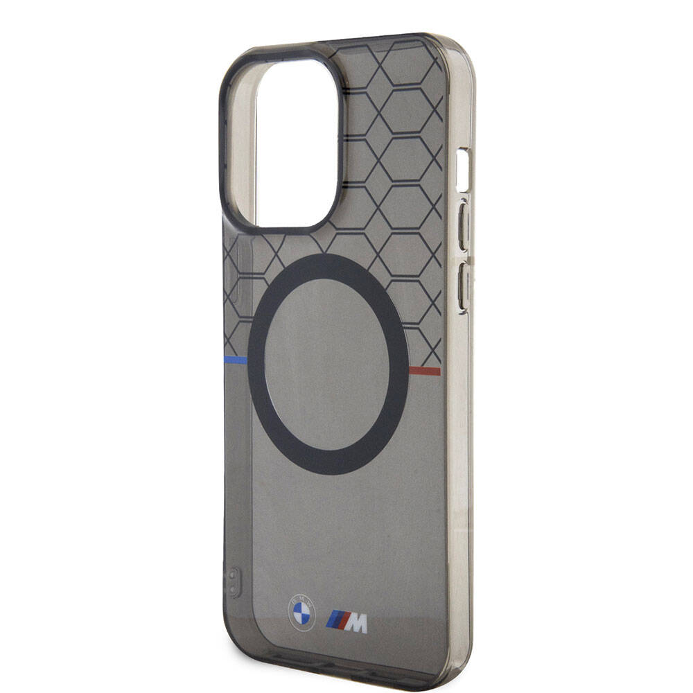 Apple iPhone 15 Pro Max Kılıf BMW Magsafe Şarj Özellikli Transparan M Dizayn Orjinal Lisanslı Kapak Gri