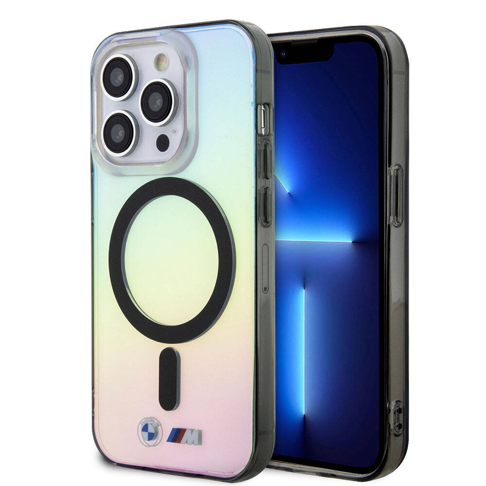 Apple iPhone 15 Pro Max Kılıf BMW Magsafe Şarj Özellikli Transparan Renk Geçişli Iridescent Orjinal Lisanslı Kapak Karışık