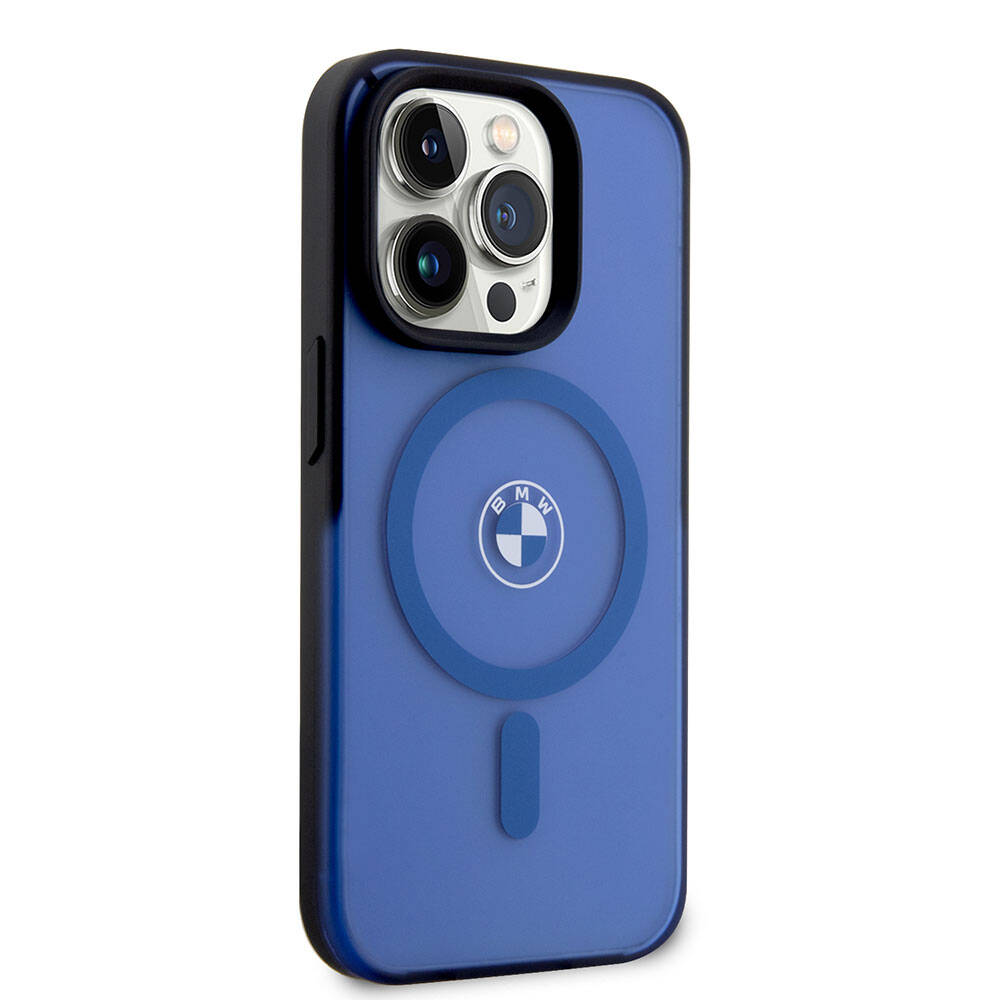 Apple iPhone 15 Pro Max Kılıf BMW Orjinal Lisanslı Magsafe Şarj Özellikli IML Baskı Logolu Buzlu Mat Kapak Siyah