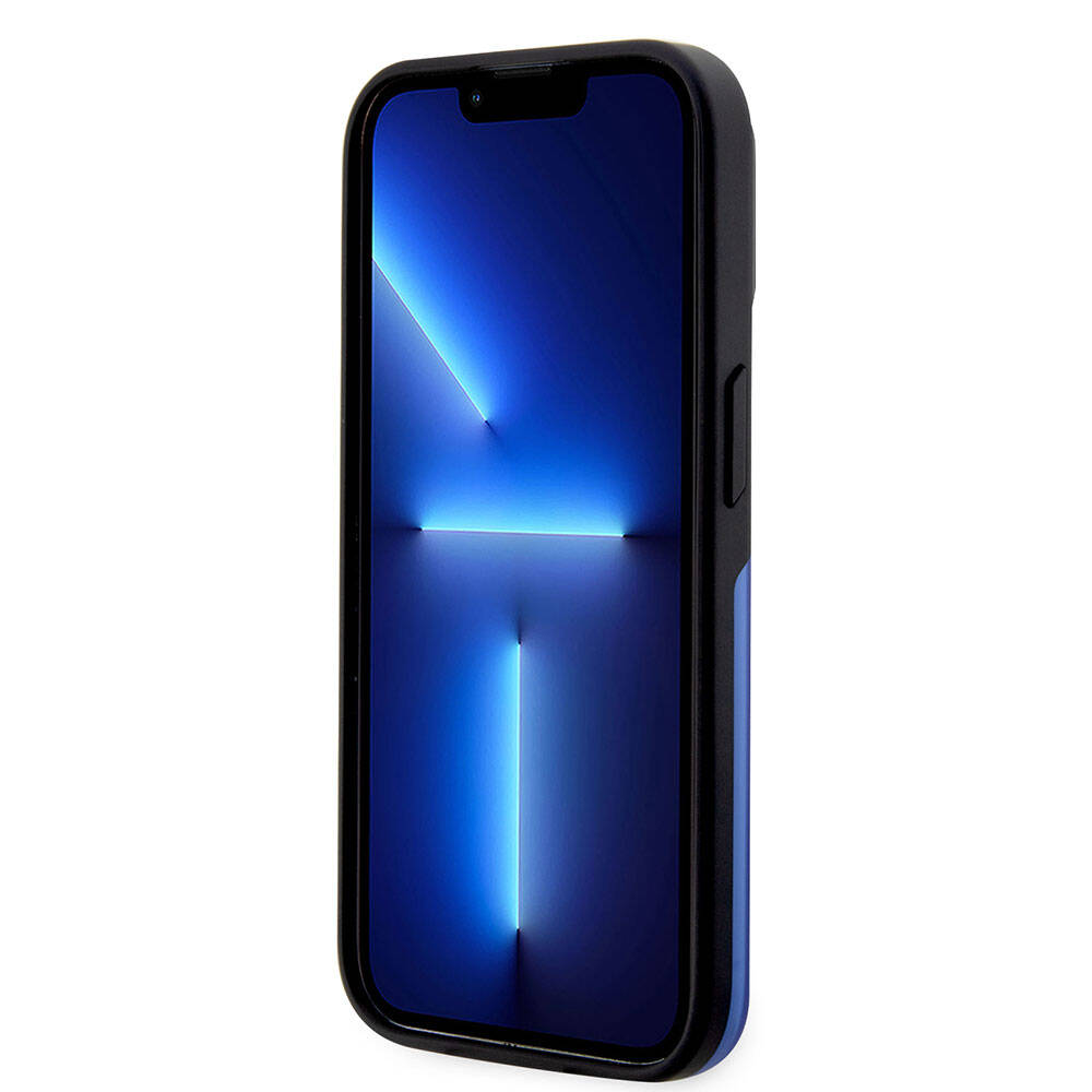 Apple iPhone 15 Pro Max Kılıf BMW Orjinal Lisanslı Magsafe Şarj Özellikli IML Baskı Logolu Buzlu Mat Kapak Mavi