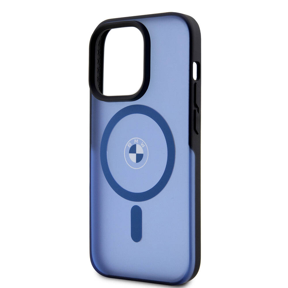 Apple iPhone 15 Pro Max Kılıf BMW Orjinal Lisanslı Magsafe Şarj Özellikli IML Baskı Logolu Buzlu Mat Kapak Siyah