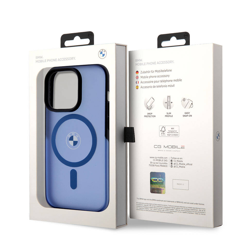 Apple iPhone 15 Pro Max Kılıf BMW Orjinal Lisanslı Magsafe Şarj Özellikli IML Baskı Logolu Buzlu Mat Kapak Siyah