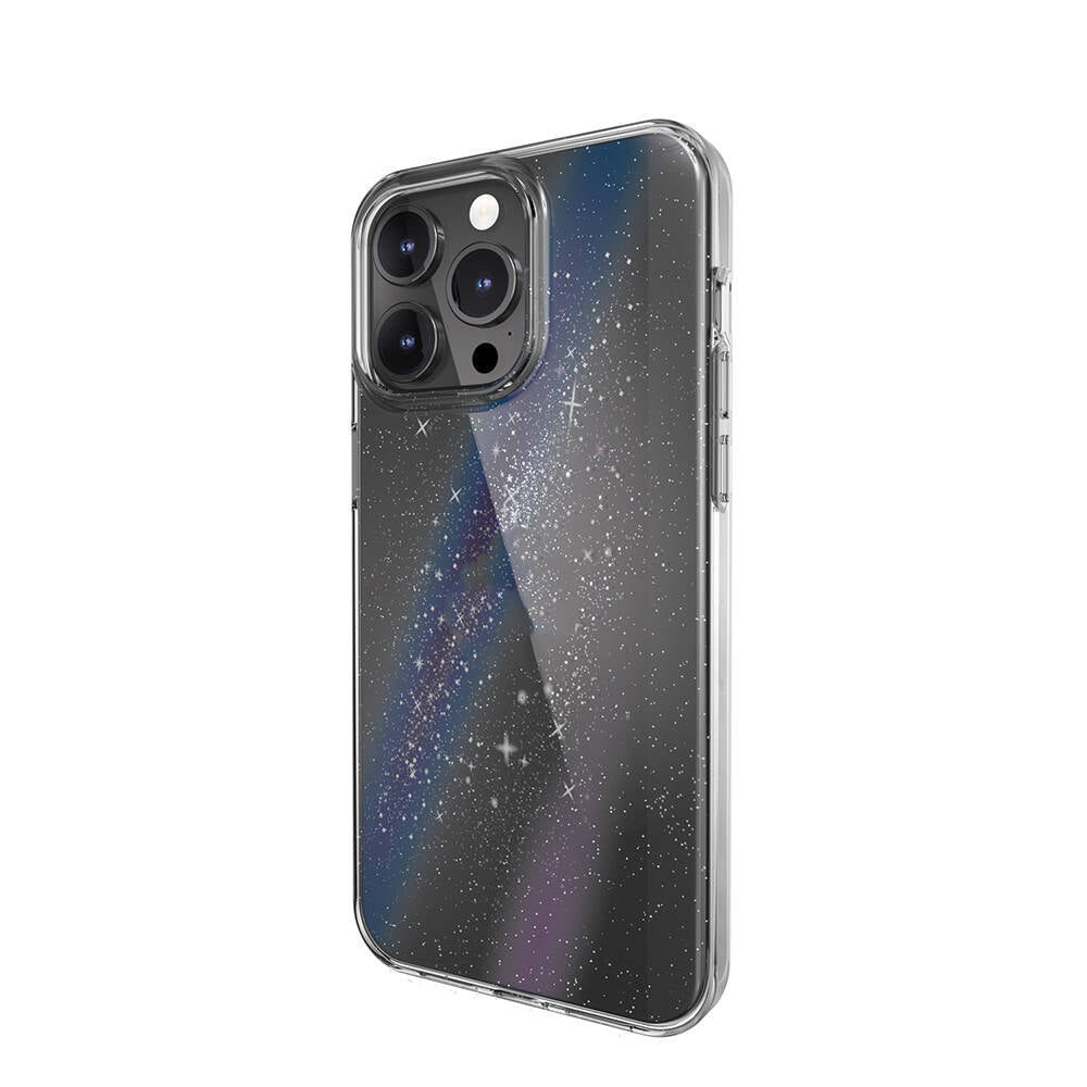 Apple iPhone 15 Pro Max Kılıf Çift Katmanlı IMD Baskılı Bumper Lisanslı Switcheasy Cosmos Nebula Kapak Renksiz