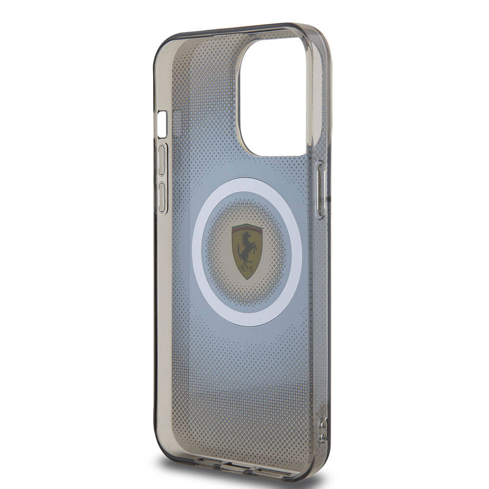 Apple iPhone 15 Pro Max Kılıf Ferrari Orjinal Lisanslı Magsafe Şarj Özellikli Parçalanan Noktalar Desenli Kapak Siyah