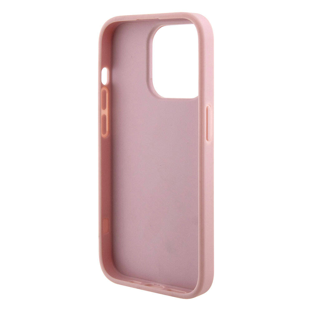 Apple iPhone 15 Pro Max Kılıf Guess Orjinal Lisanslı 4G Büyük Metal Logolu Glitter Kapak Pembe