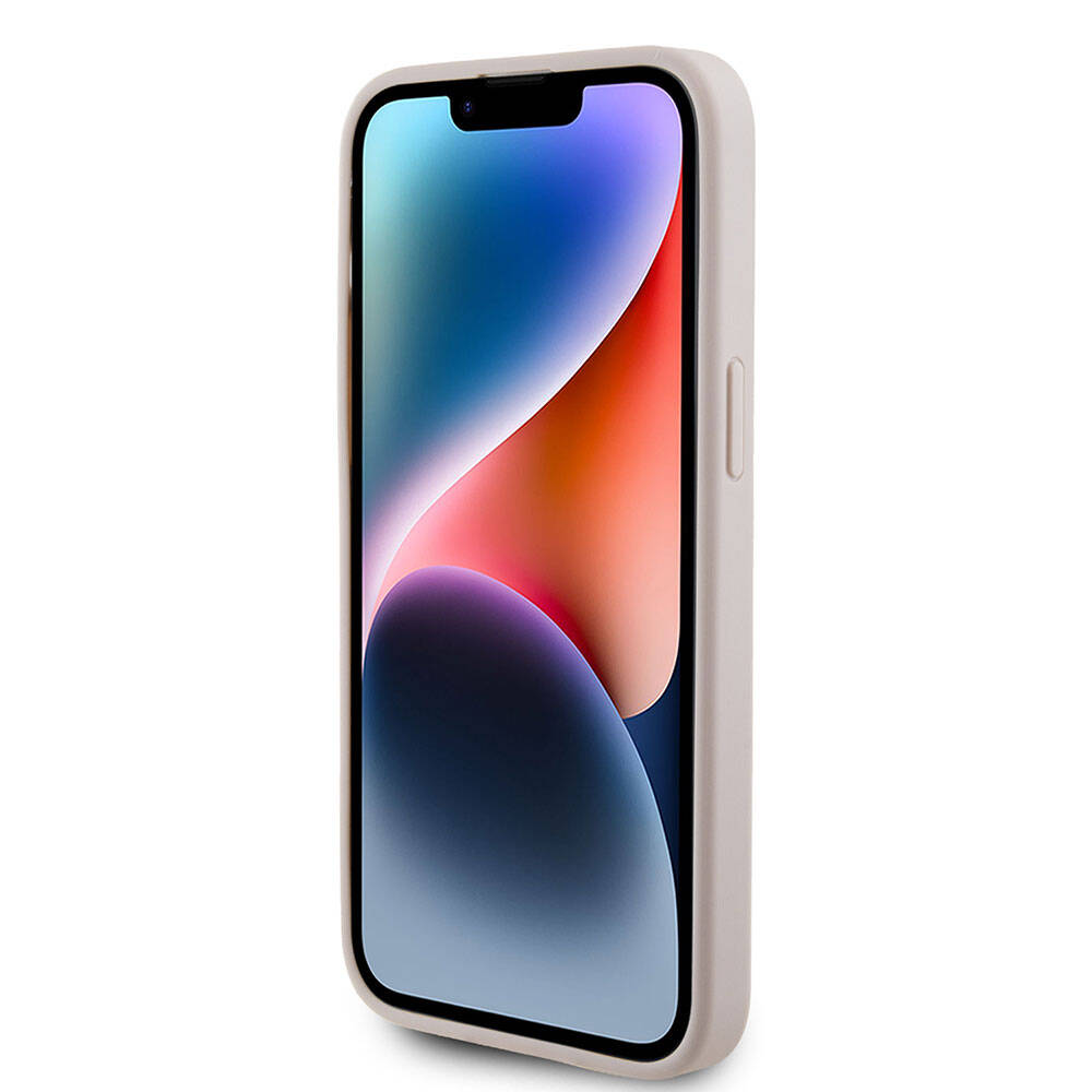 Apple iPhone 15 Pro Max Kılıf Guess Orjinal Lisanslı Magsafe Şarj Özellikli Yazı Logolu Saffiano Kapak Açık Mor