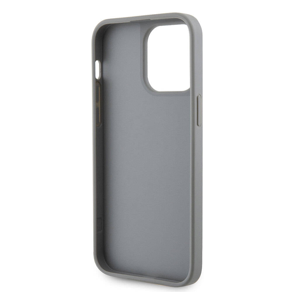 Apple iPhone 15 Pro Max Kılıf Guess Orjinal Lisanslı Taşlı Arka Yüzey Üçgen Logolu Kapak Gold