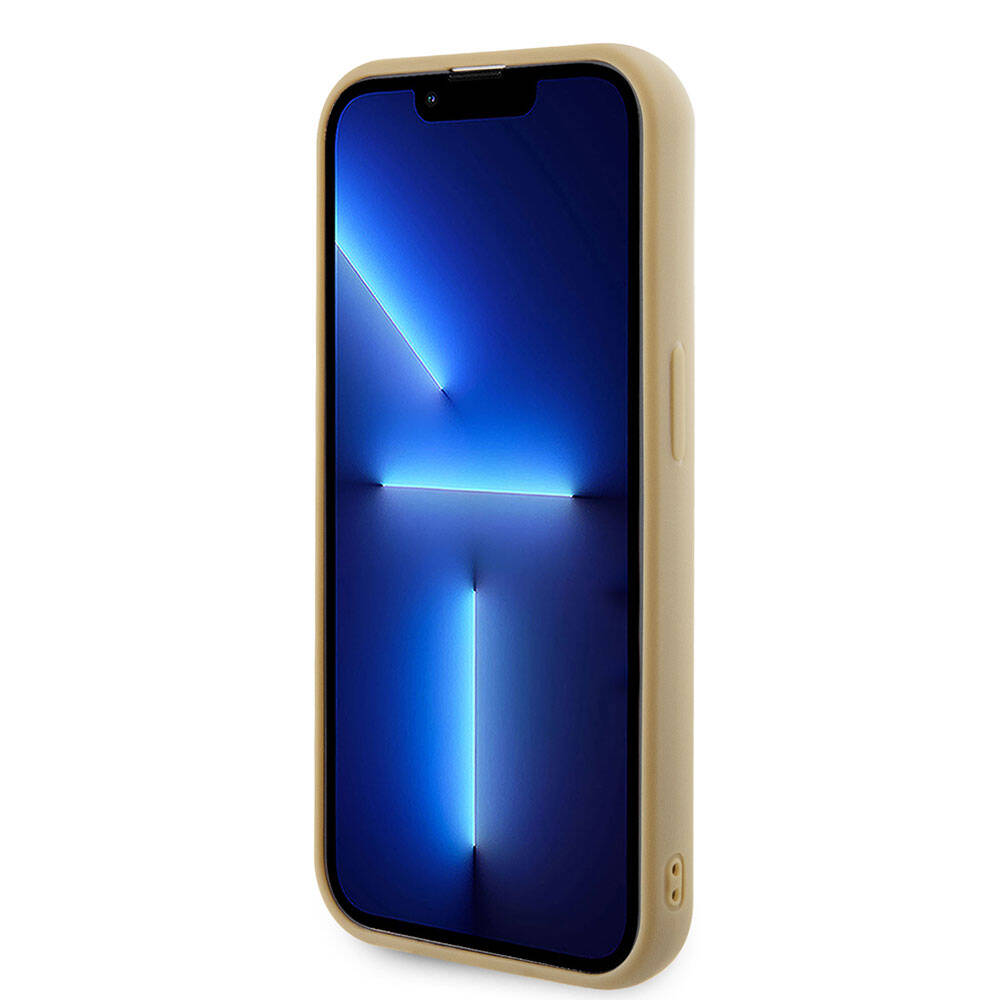 Apple iPhone 15 Pro Max Kılıf Guess Orjinal Lisanslı Yazı Logolu Disco Script Metal Kapak Gold