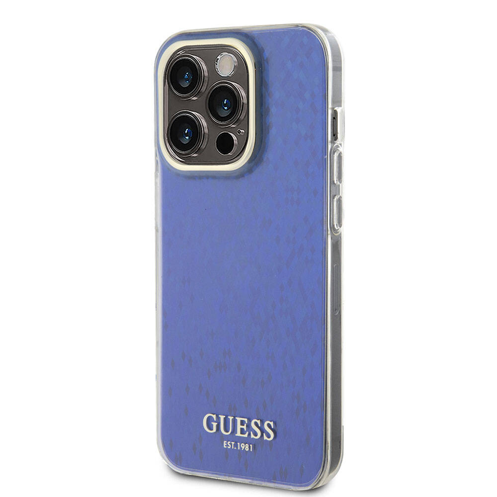 Apple iPhone 15 Pro Max Kılıf Guess Orjinal Lisanslı Yazı Logolu Mirror Disco Kapak Pembe
