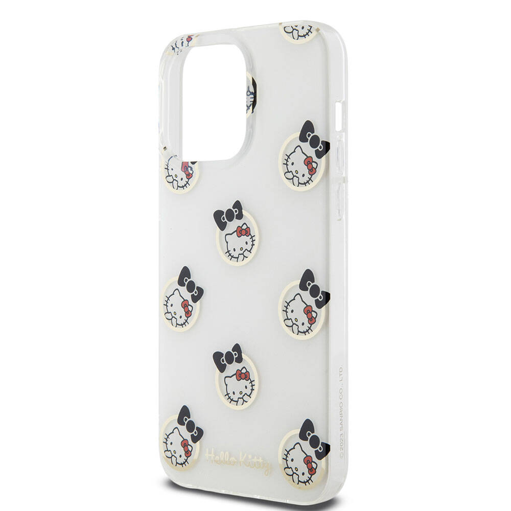 Apple iPhone 15 Pro Max Kılıf Hello Kitty Orjinal Lisanslı Elektroplating Kaplama Kabarcık Baskılı Kapak Siyah