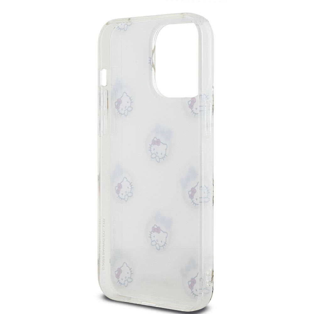 Apple iPhone 15 Pro Max Kılıf Hello Kitty Orjinal Lisanslı Elektroplating Kaplama Kabarcık Baskılı Kapak Siyah