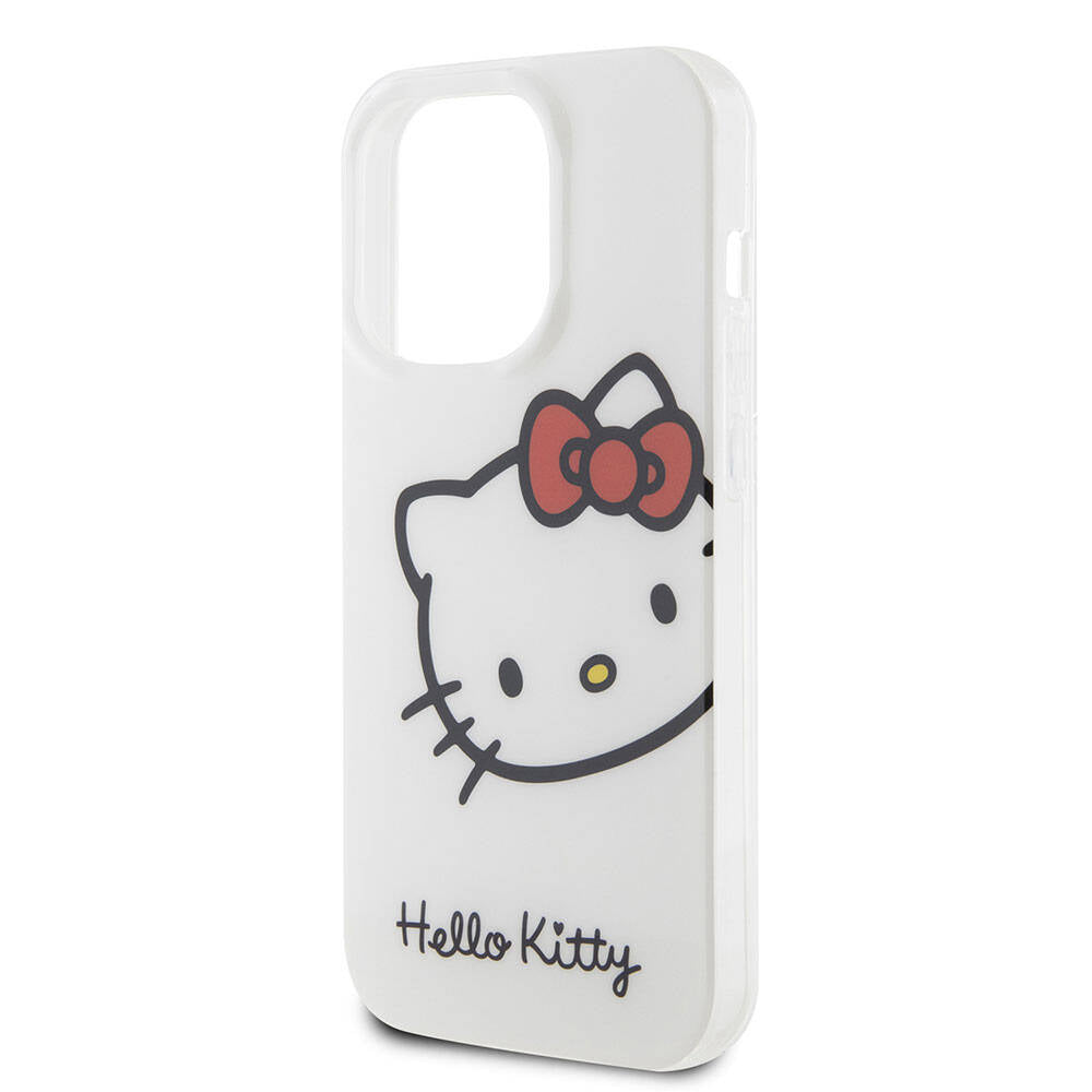 Apple iPhone 15 Pro Max Kılıf Hello Kitty Orjinal Lisanslı Yazı ve İkonik Logolu Kitty Head Kapak Pembe