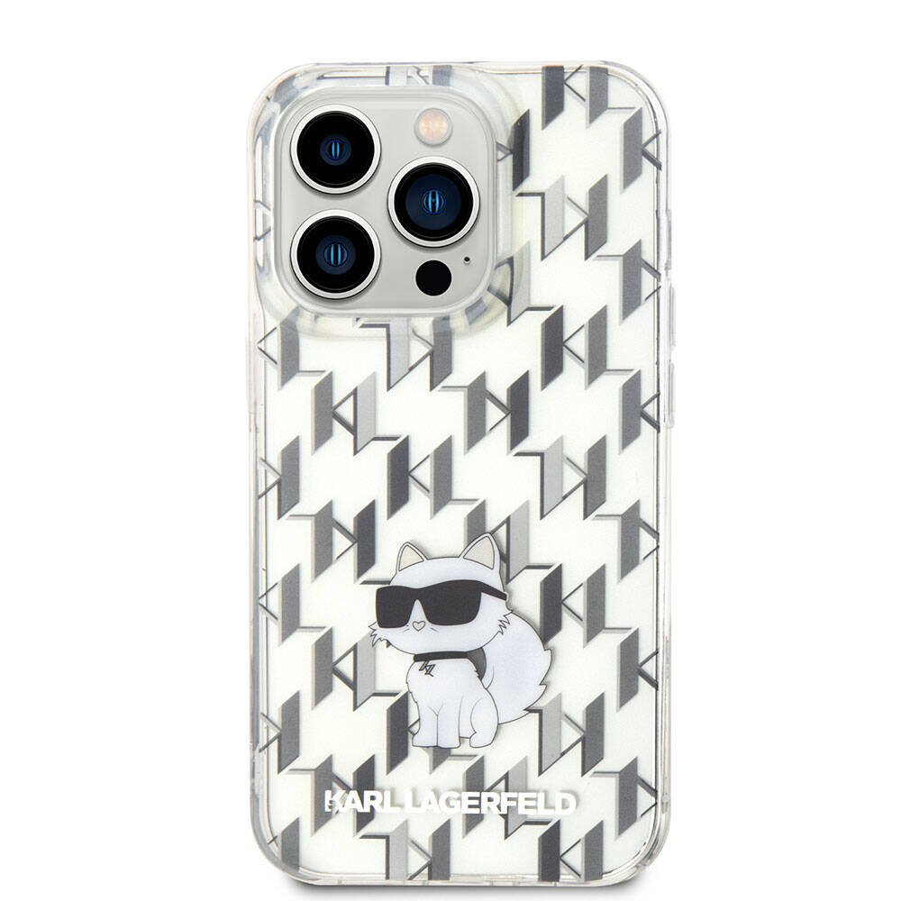 Apple iPhone 15 Pro Max Kılıf Karl Lagerfeld IML C Monogram Orjinal Lisanslı Kapak Pembe