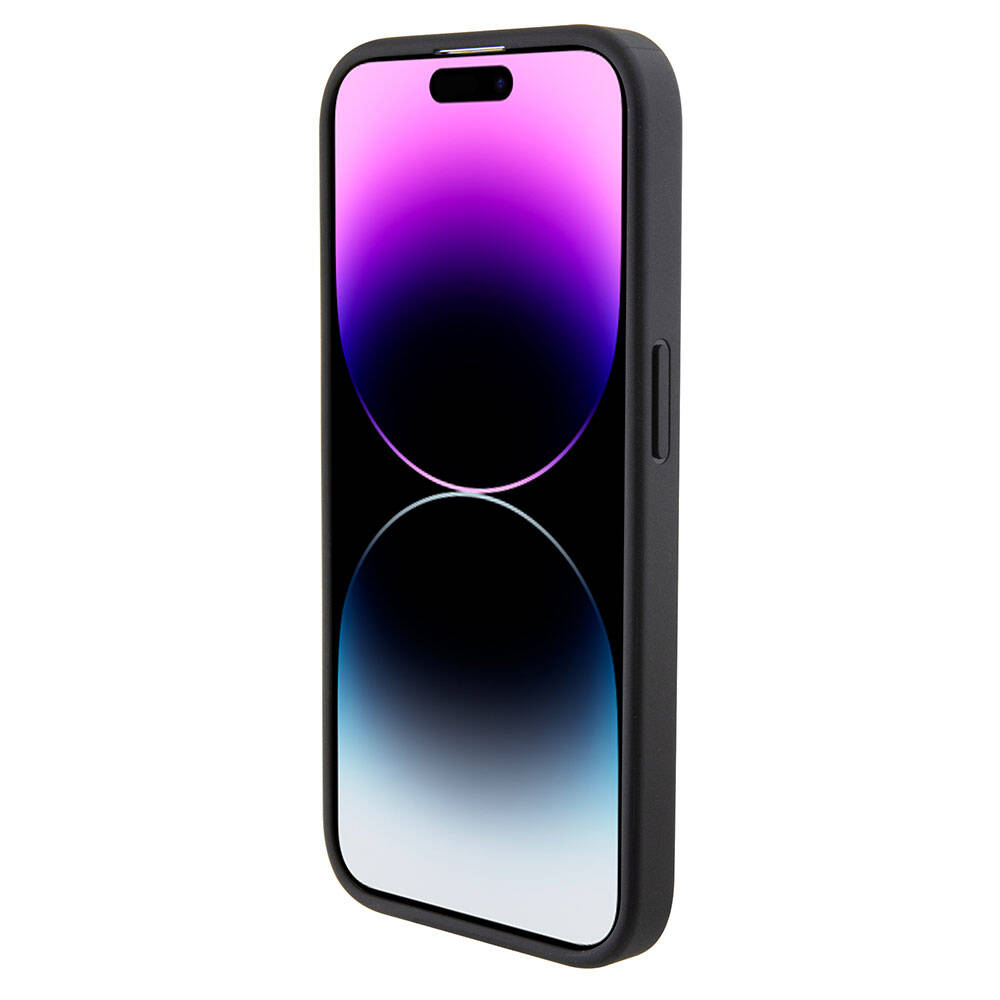 Apple iPhone 15 Pro Max Kılıf Karl Lagerfeld Kartlıklı Saffiano K&L Patch Orjinal Lisanslı Kapak Siyah