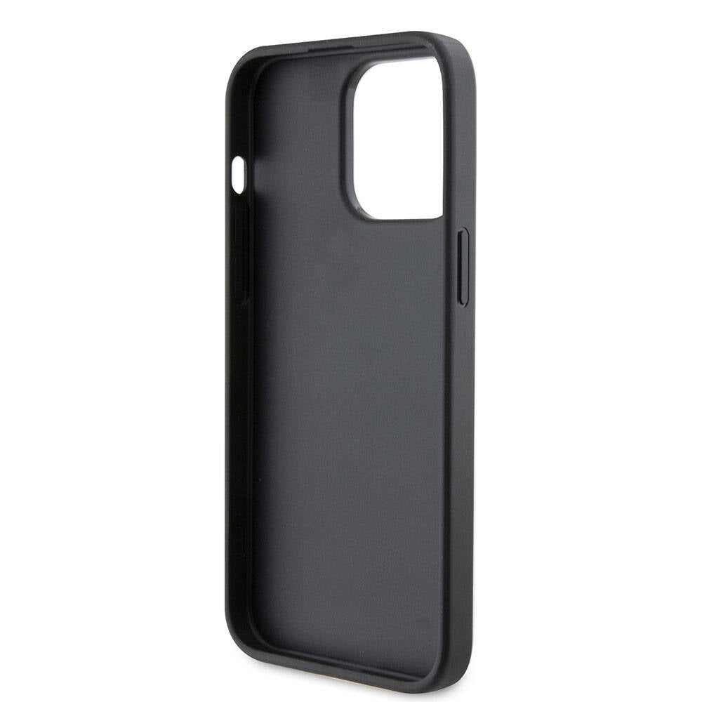 Apple iPhone 15 Pro Max Kılıf Karl Lagerfeld Kartlıklı Saffiano K&L Patch Orjinal Lisanslı Kapak Siyah