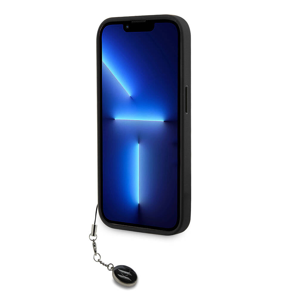 Apple iPhone 15 Pro Max Kılıf Karl Lagerfeld Orjinal Lisanslı Anahtarlıklı Taşlı KL Yazılı Saffiano Rhinestones Kapak Siyah