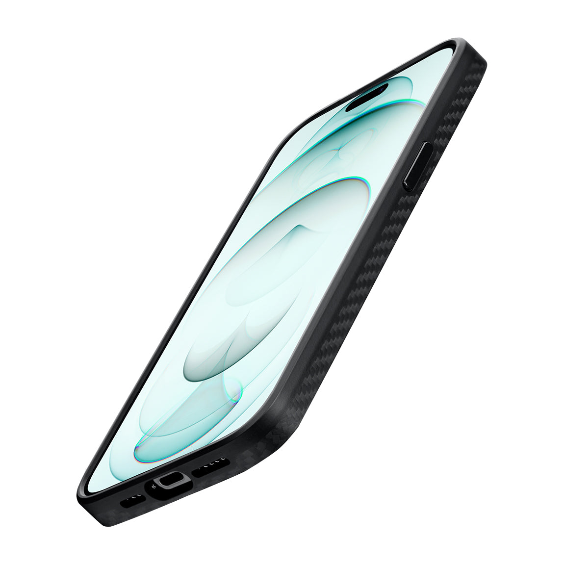 Apple iPhone 15 Pro Max Kılıf Magsafe Şarj Özellikli 1500D Aramid Fiber Pitaka Military-Grade Classic Serisi Black-Grey Twill Kapak Siyah-Gri