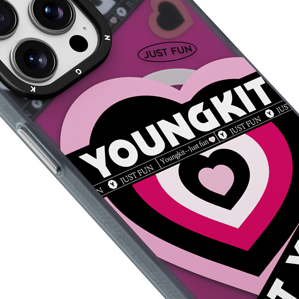 Apple iPhone 15 Pro Max Kılıf Magsafe Şarj Özellikli Airbagli Çift Katmanlı Youngkit Flipped Serisi Kapak Pembe