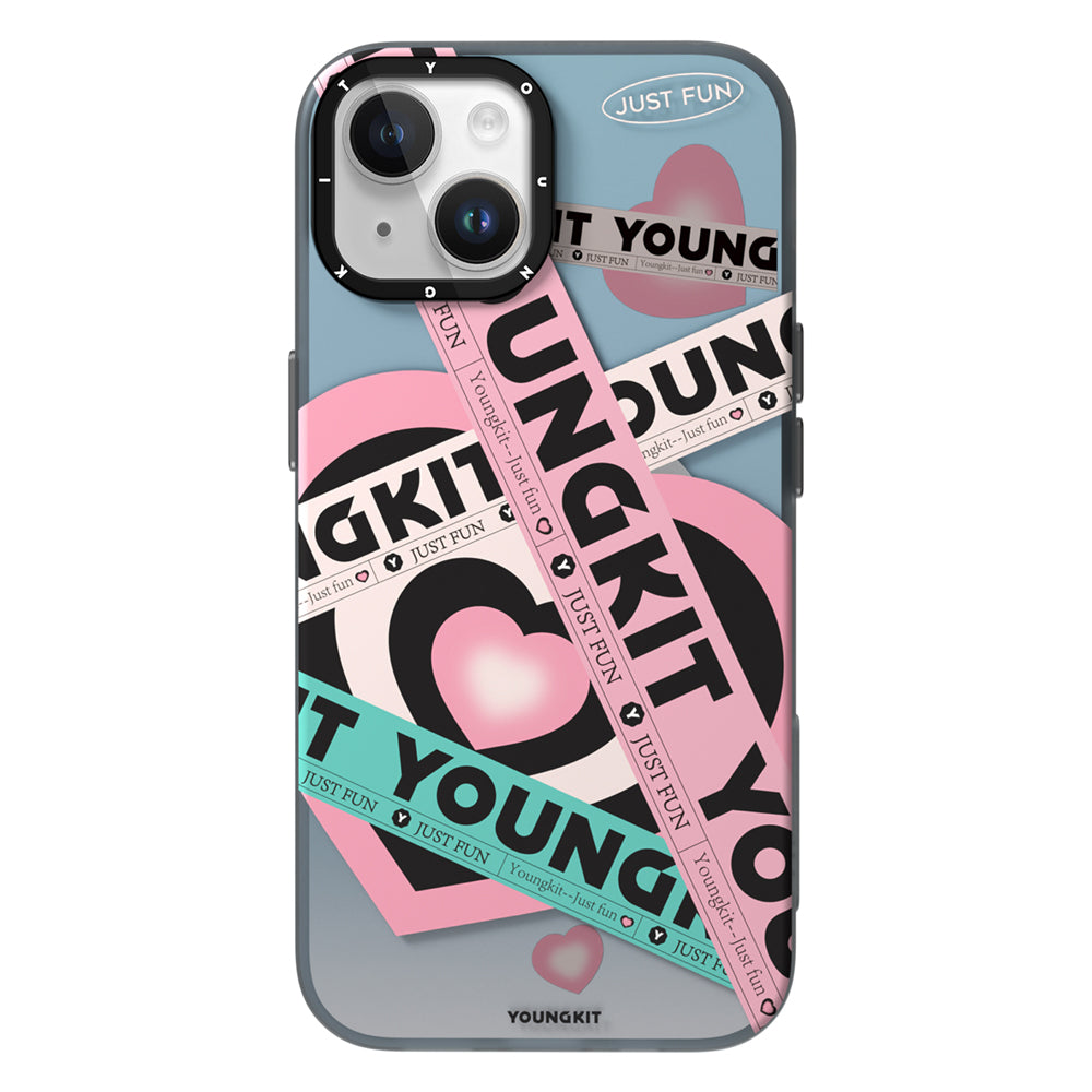 Apple iPhone 15 Pro Max Kılıf Magsafe Şarj Özellikli Airbagli Çift Katmanlı Youngkit Flipped Serisi Kapak Pembe Açık