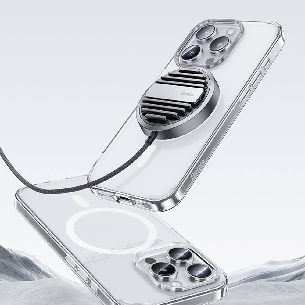 Apple iPhone 15 Pro Max Kılıf Magsafe Şarj Özellikli Airbagli Şeffaf Benks LucentPro Serisi Kapak Şeffaf