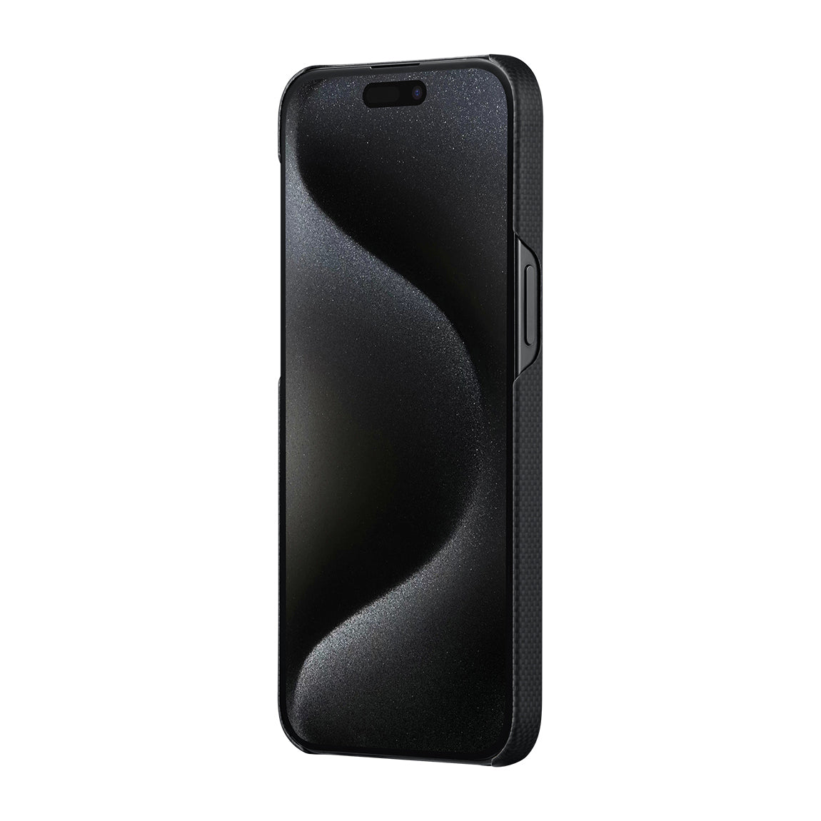 Apple iPhone 15 Pro Max Kılıf Magsafe Şarj Özellikli Aramid Fiber Pitaka Tactile Woven Break The Line Kapak Siyah