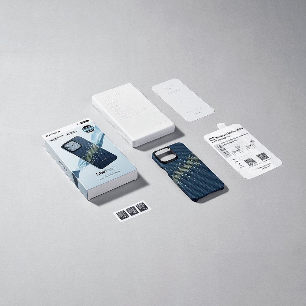 Apple iPhone 15 Pro Max Kılıf Magsafe Şarj Özellikli Aramid Fiber Pitaka Tactile Woven Starpeak Serisi Milky Way Galaxy Kapak Mavi