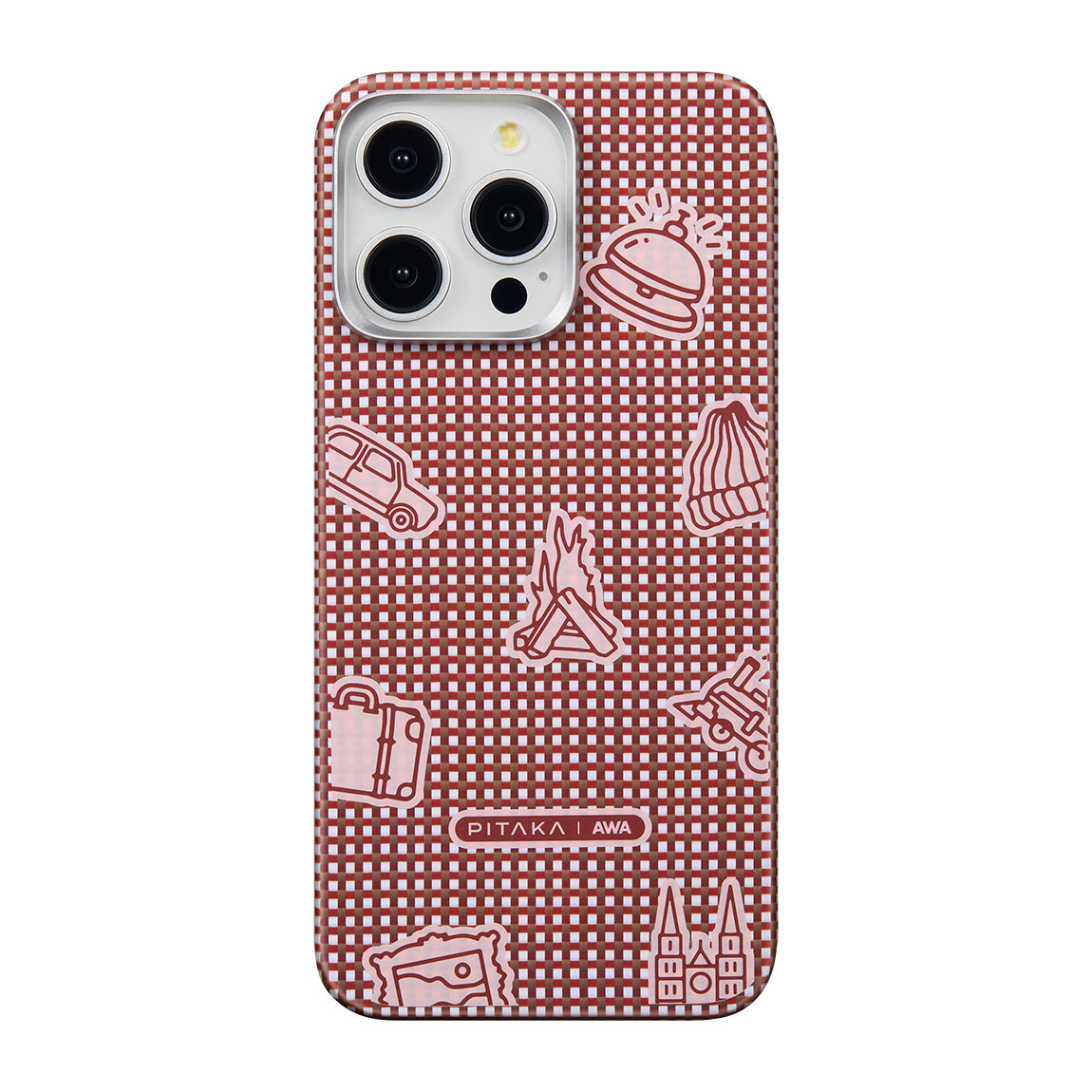 Apple iPhone 15 Pro Max Kılıf Magsafe Şarj Özellikli Awa Tasarımlı 1500D Aramid Fiber Pitaka Ultra-Slim Classic Serisi Bonfire Kapak Kırmızı