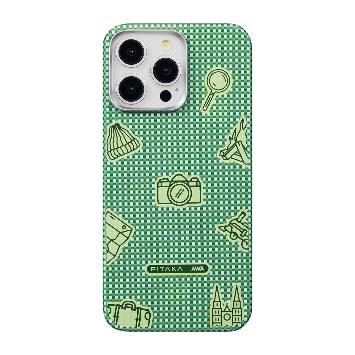 Apple iPhone 15 Pro Max Kılıf Magsafe Şarj Özellikli Awa Tasarımlı 1500D Aramid Fiber Pitaka Ultra-Slim Classic Serisi Forest Kapak Yeşil