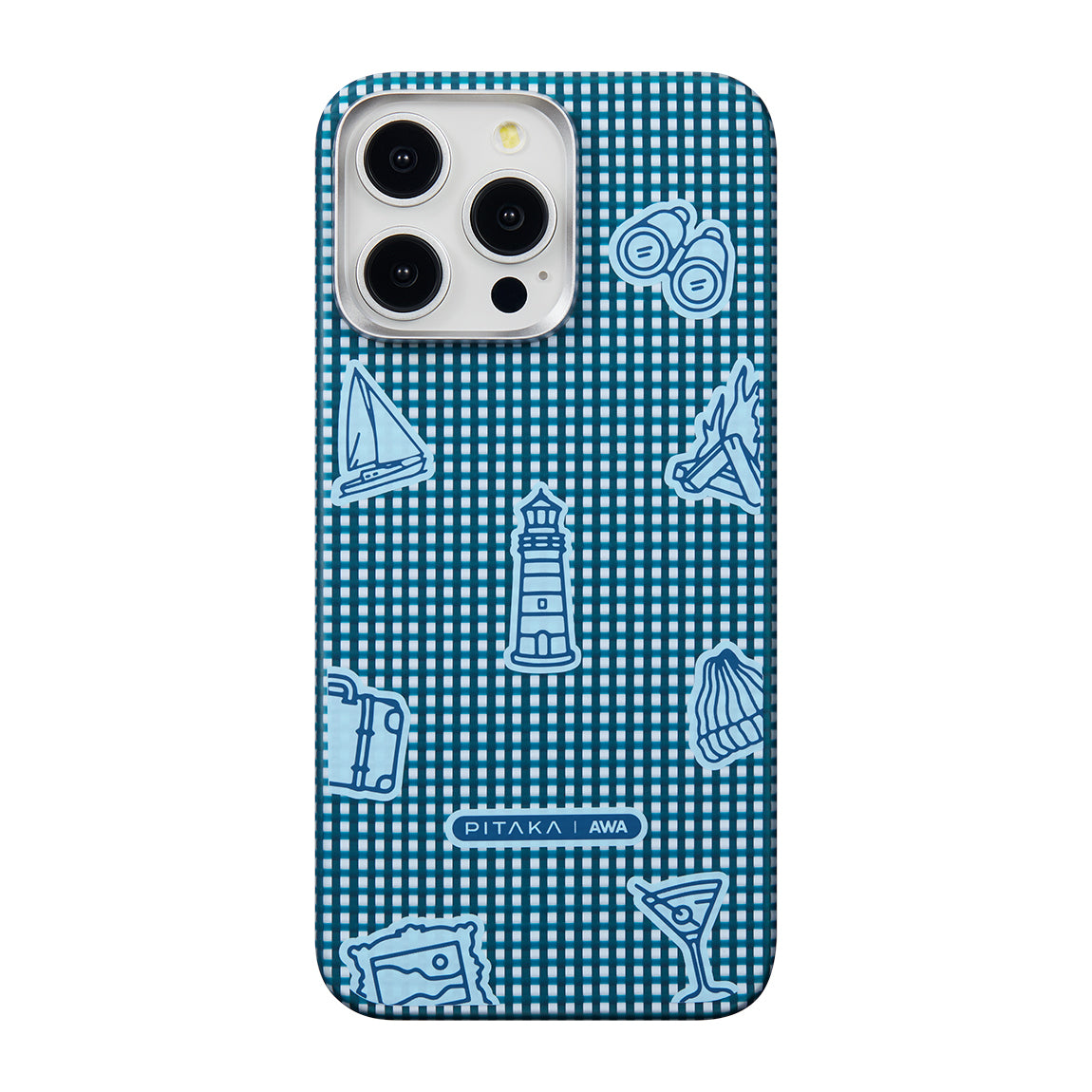 Apple iPhone 15 Pro Max Kılıf Magsafe Şarj Özellikli Awa Tasarımlı 1500D Aramid Fiber Pitaka Ultra-Slim Classic Serisi Ocean Kapak Mavi