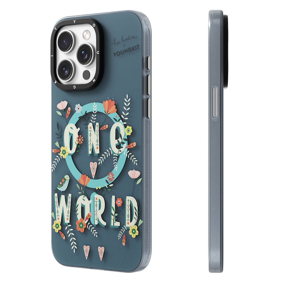 Apple iPhone 15 Pro Max Kılıf Magsafe Şarj Özellikli Bee Brown Tasarımlı Youngkit Colorful Life Serisi Kapak Turkuaz