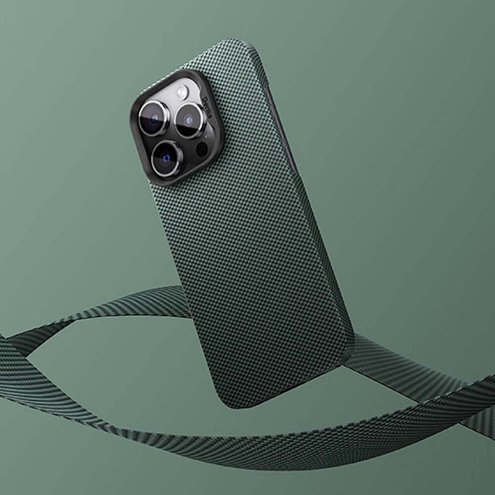 Apple iPhone 15 Pro Max Kılıf Magsafe Şarj Özellikli Benks ArmorTint Serisi ArmorAir Kevlar Kapak Yeşil