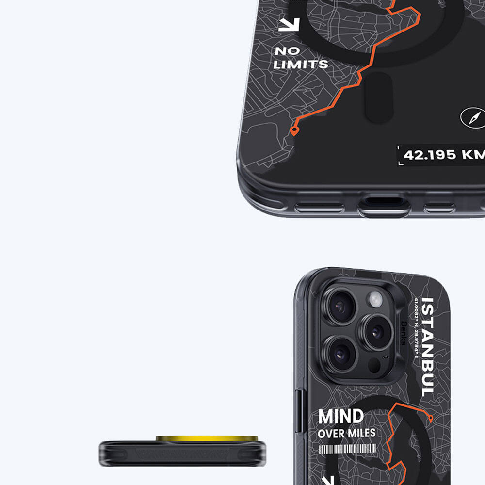 Apple iPhone 15 Pro Max Kılıf Magsafe Şarj Özellikli Benks City Serisi Kapak Siyah