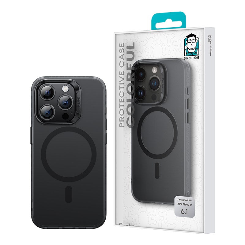 Apple iPhone 15 Pro Max Kılıf Magsafe Şarj Özellikli Benks Lucid Armor Kapak Mavi