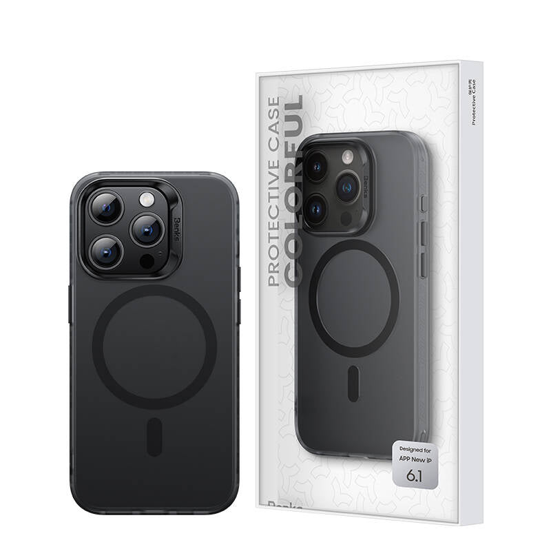 Apple iPhone 15 Pro Max Kılıf Magsafe Şarj Özellikli Benks Lucid Armor Kapak Siyah