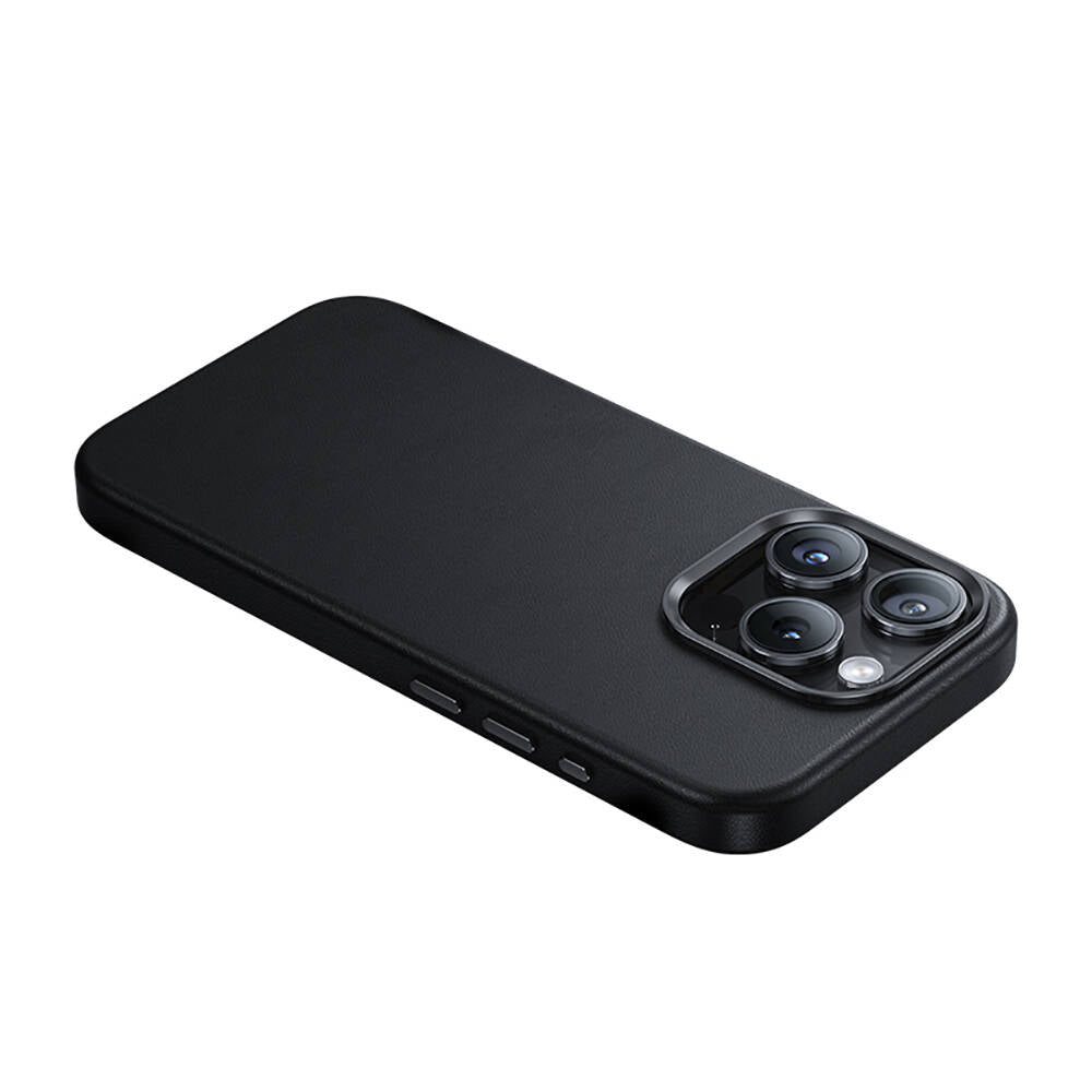 Apple iPhone 15 Pro Max Kılıf Magsafe Şarj Özellikli Benks Vintage Leather Kapak Siyah