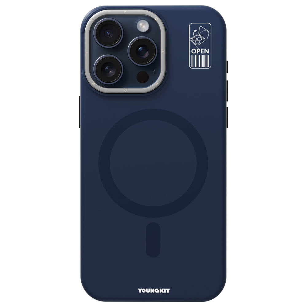 Apple iPhone 15 Pro Max Kılıf Magsafe Şarj Özellikli Kamera Standlı Youngkit Bitty Cream Kapak Gri