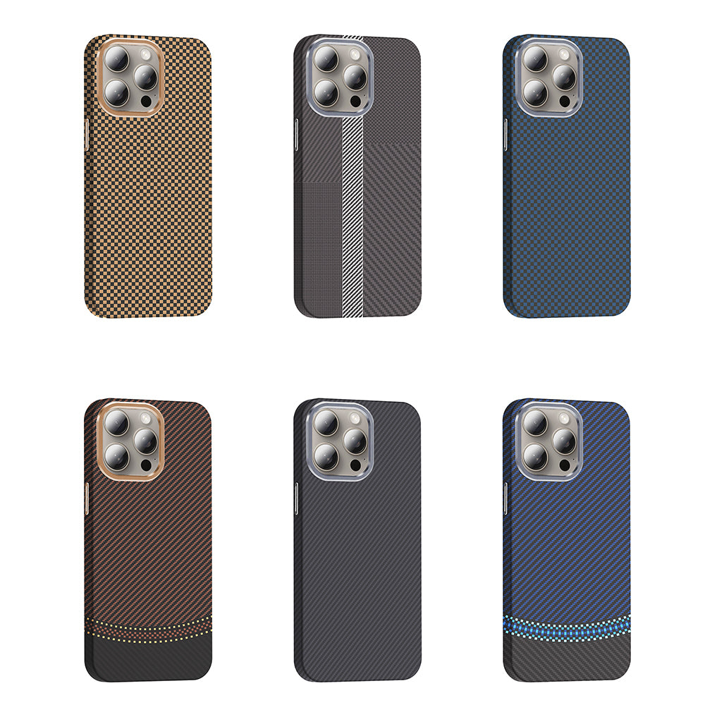 Apple iPhone 15 Pro Max Kılıf M-safe Şarj Özellikli Karbon Fiber Görünümlü Zore Gros Kapak Gri-Siyah