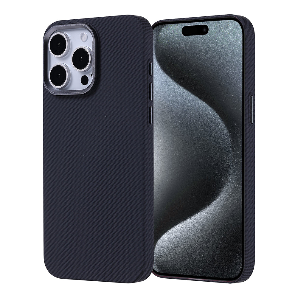 Apple iPhone 15 Pro Max Kılıf M-safe Şarj Özellikli Karbon Fiber Görünümlü Zore Nekst Kapak Siyah