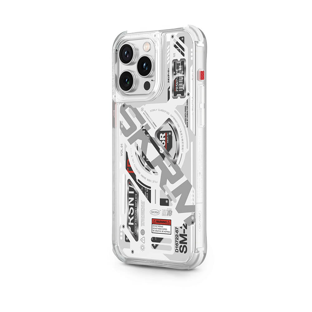 Apple iPhone 15 Pro Max Kılıf Magsafe Şarj Özellikli Katmanlı Makine Temalı SkinArma Ekho Kapak Renksiz