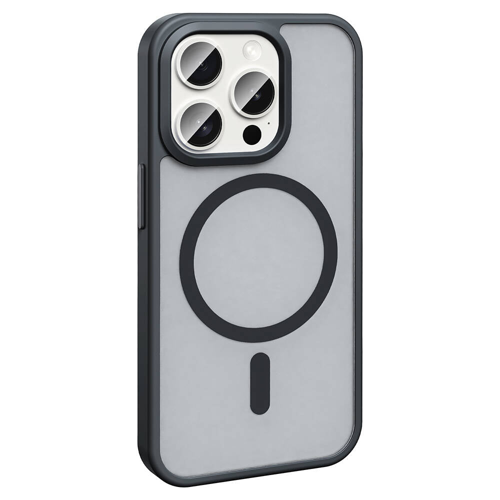 Apple iPhone 15 Pro Max Kılıf M-safe Şarj Özellikli Mat Arka Yüzey Zore Sio Kapak Lacivert