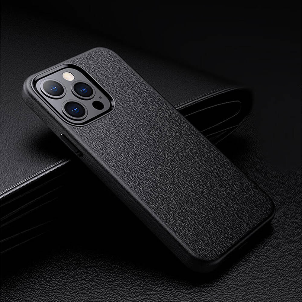 Apple iPhone 15 Pro Max Kılıf M-safe Şarj Özellikli PU Deri Zore Adora Kapak Siyah