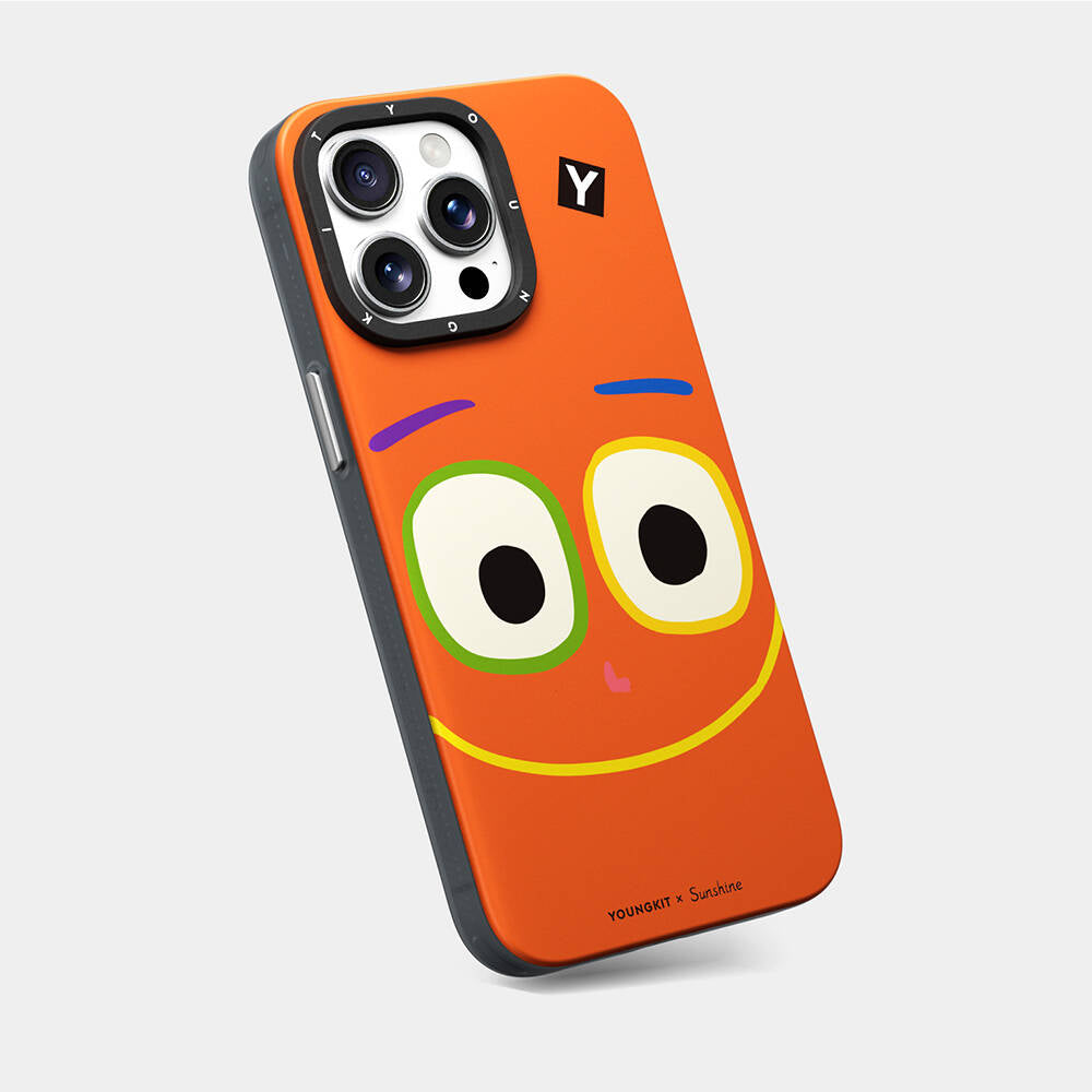 Apple iPhone 15 Pro Max Kılıf Magsafe Şarj Özellikli Sunshine Tasarımlı Youngkit Daily Happy Serisi Kapak Siyah-Sarı